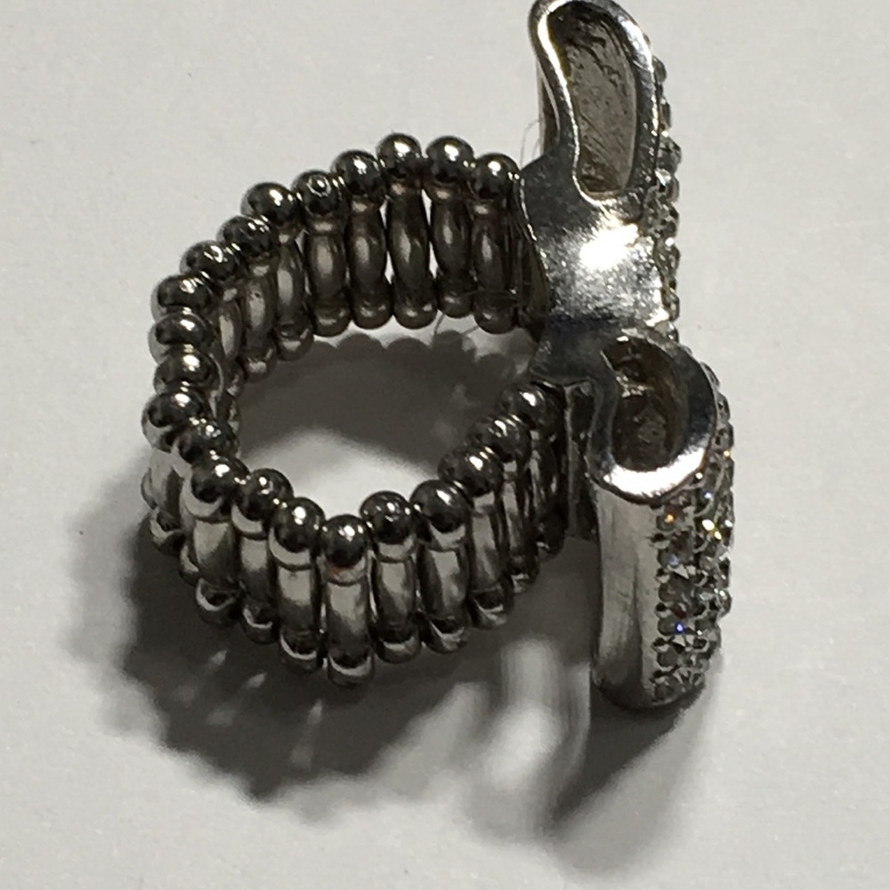 Vintage Rhinestone Stretchable Ribbon Bow Ring - Picture 4 of 8